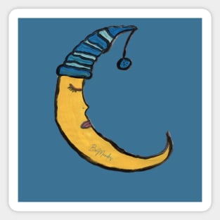 Sleepy blue moon Sticker